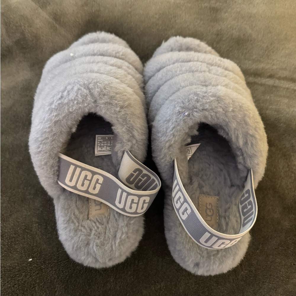 UGG Fluff Yeah Slide Slippers in Light Blue